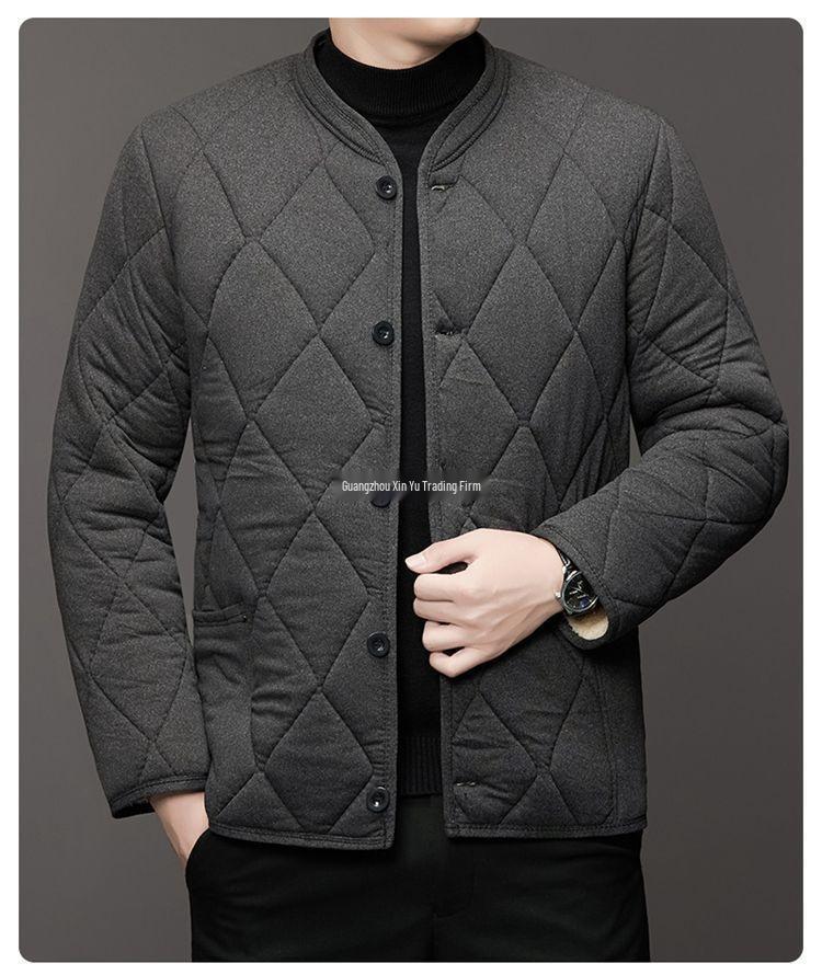 Men's Winter Cotton Jacket and Pants Set with Plus Velvet Lambswool - Warm Thickened Grandpa Style