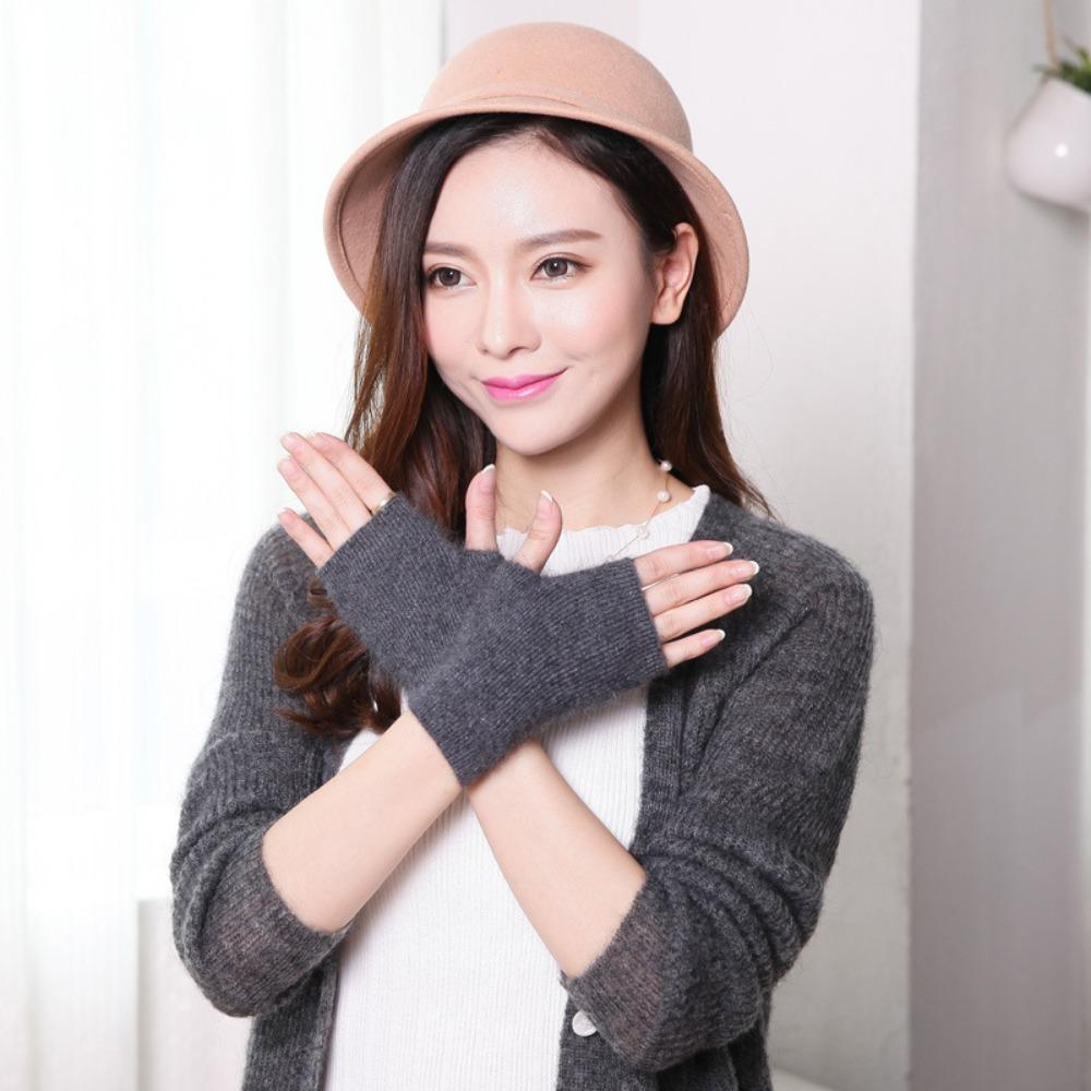 Exposed Finger Knitted Wool Glove Wool Wrist Gloves Protable Mink Cashmere Gloves  Autumn