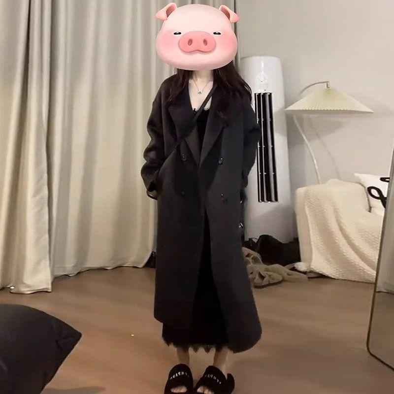 

Women s Super Soft Silver Fox Velvet Wool Coat, Mid-Length, Hepburn Style, Loose Fit, 2025 Autumn/Winter Collection. S (75-85 jin)