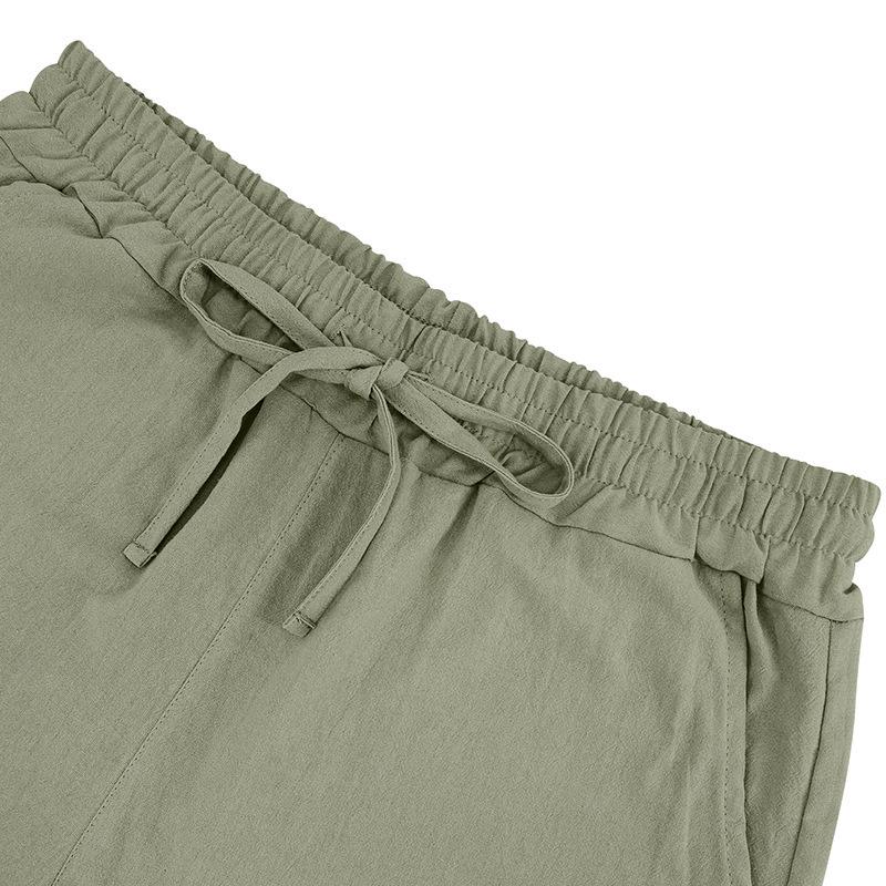 Men's Summer Sporty Cotton Linen Two-Piece Set: Breathable Short Sleeve Polo Shirt & Lapel Shorts