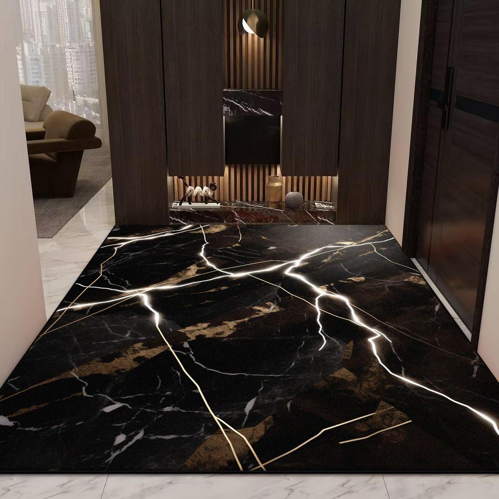 Covor Decorativ Senior Stil Marmură pentru Living Fără Scame Antiderapant Decor Cameră de Jocuri Covor Moale Măsuță de Cafea Mat Ușor de Curățat