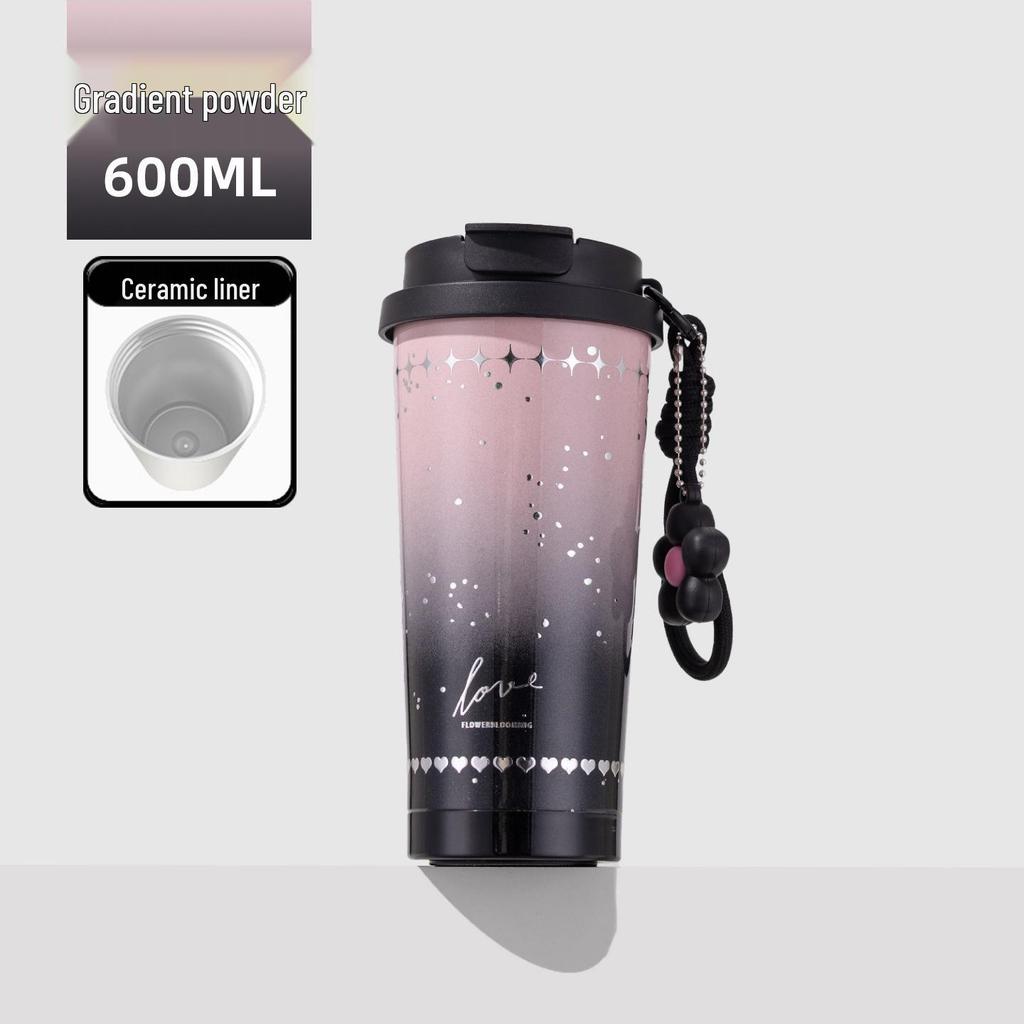 Lily of the Valley Double-Wall Thermos Cup with Straw - Student & Car Friendly
