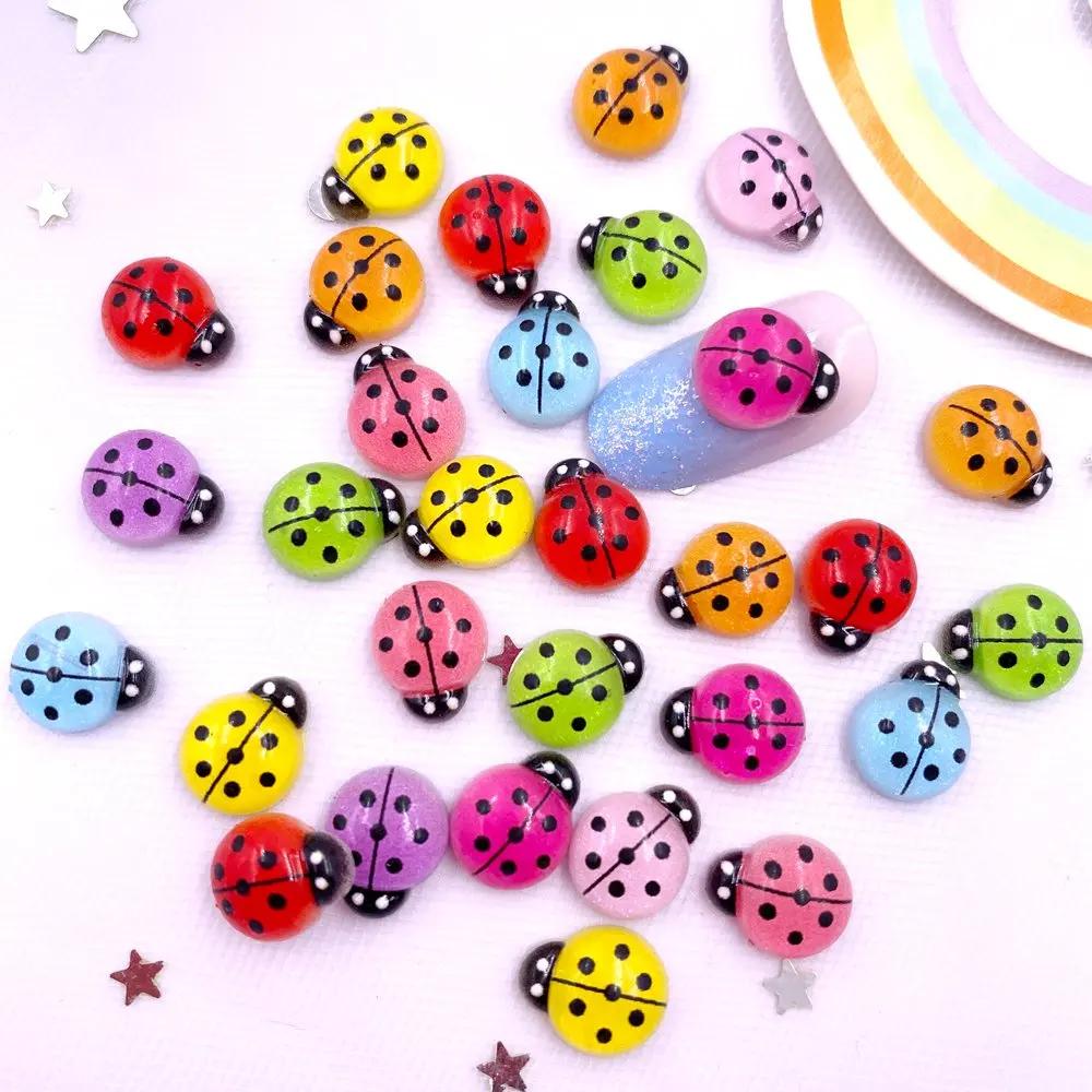 30pcs Mixed Resin Colorful Beautiful Beetle Flat Back Rhinestones Nail Art Applique DIY Wedding Scrapbook Jewelry Making