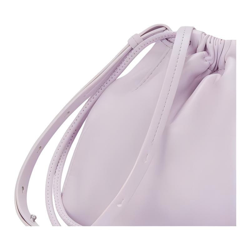 Calvin Klein Small and Cute Drawstring Drawstring Letter Embossed Artificial Leather Crossbody Shoulder Bag Women's Orchid Gray
