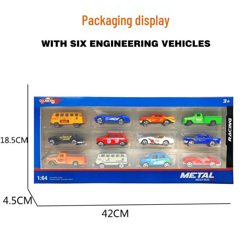 1:64 Diecast Alloy Cars - Set of 12 Boxed Models for Boys, Sliding Metal Car Toys