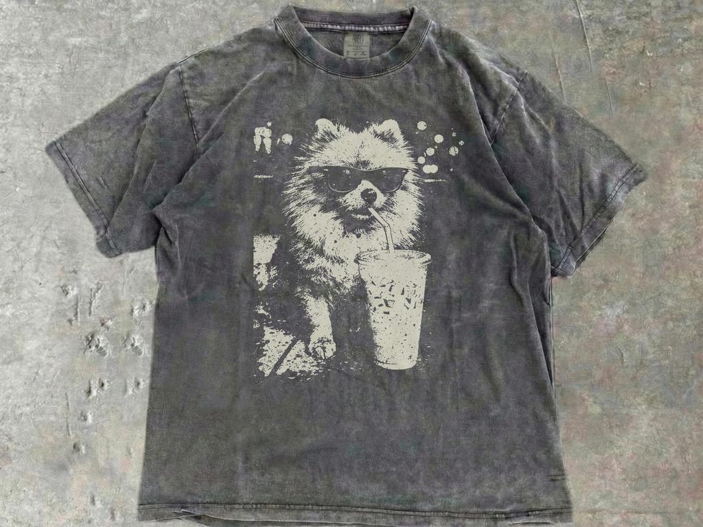 Pomeranian Shirt - Pom Mom Gift Tee - Gift for Pom Dad - Dog Owner Tee - Pom Iced Coffee T - Pomeranian Vintage