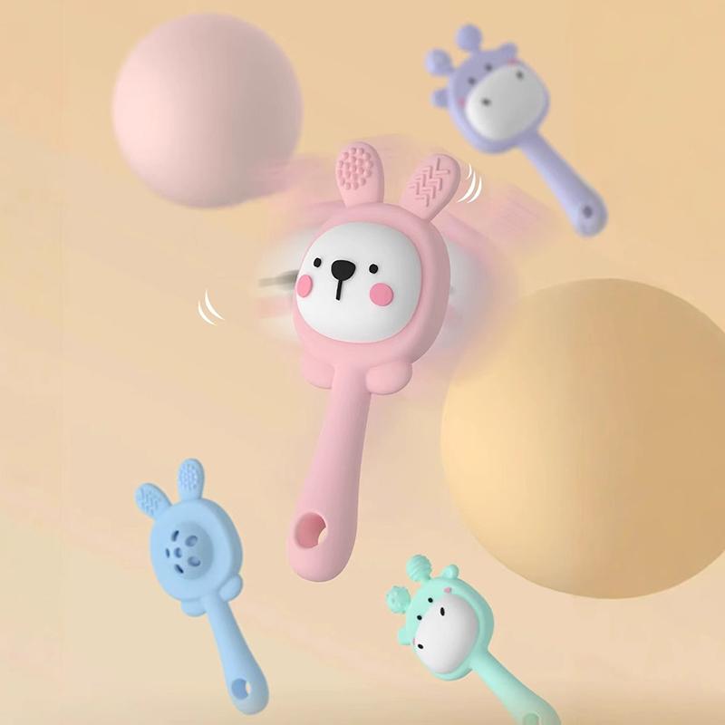 1 Set Newborn Hand Ringing Bell Can Bite Water Boiled Sand Hammer Early Education Training Props Baby Ringing Bell Rabbit Toy