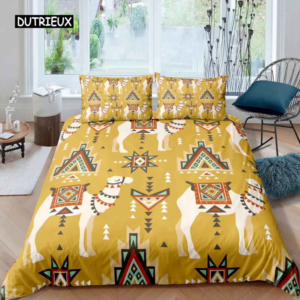 Alpaca Duvet Cover Set Cute Sloth Comforter Cover Cactus Funny Animal Bedding Set Polyester Love Heart Cartoon Style Quilt Cover
