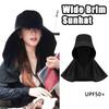 Wind Proof Large Brim Sun Hat Solid Color Wide Brim Sunhat Casual Sun Protection Cap  Fishing