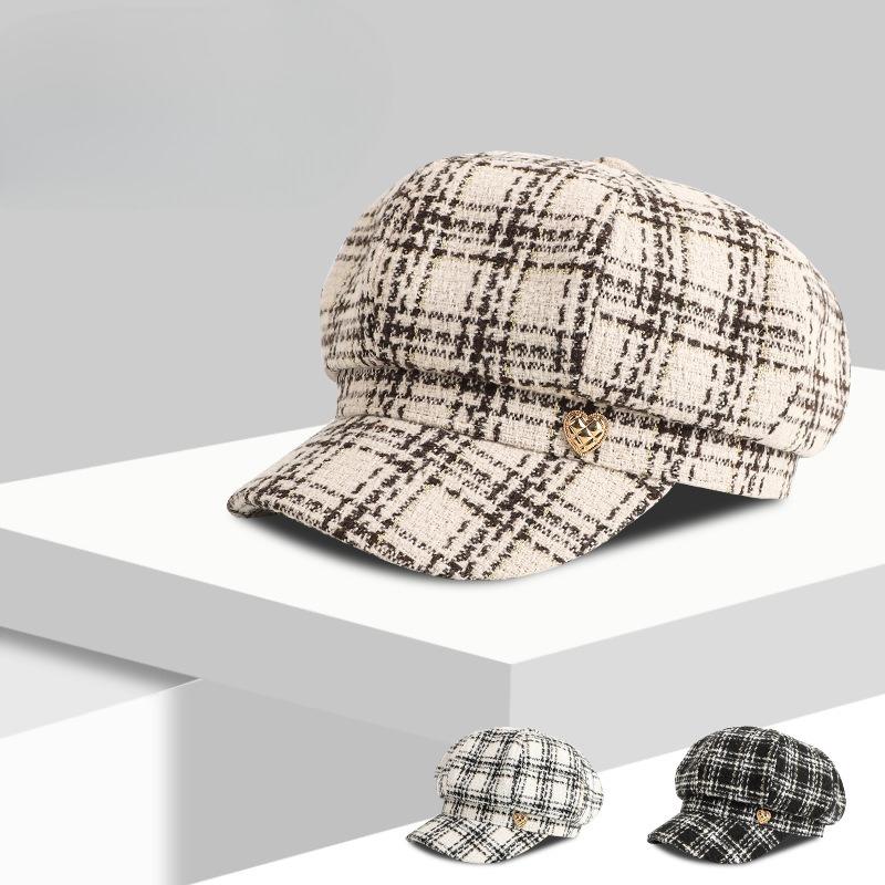 Love Octagonal Hat for Women Comfortable Autumn and Winter New Style Painter Hat Thin Fashion Newspaper Hat