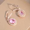 Elegant Female Pink Stone Drop Earrings Pretty Hoop Dangle Boho Long Wedding Anniversary Gift Jewelry For Women