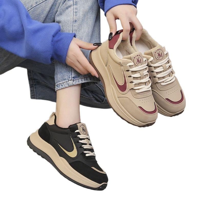 Thick-soled velvet sports dad shoes women's 2025 new winter warm cotton shoes Forrest Gump casual shoes