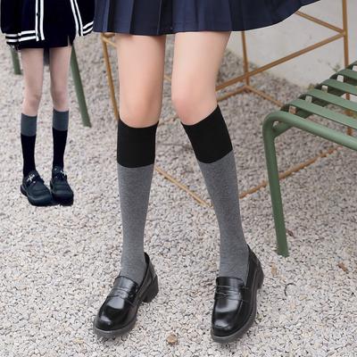 Einfarbige Patchwork Kniestrümpfe, Mittellange Wadenstrümpfe, Einfarbige hohe Socken