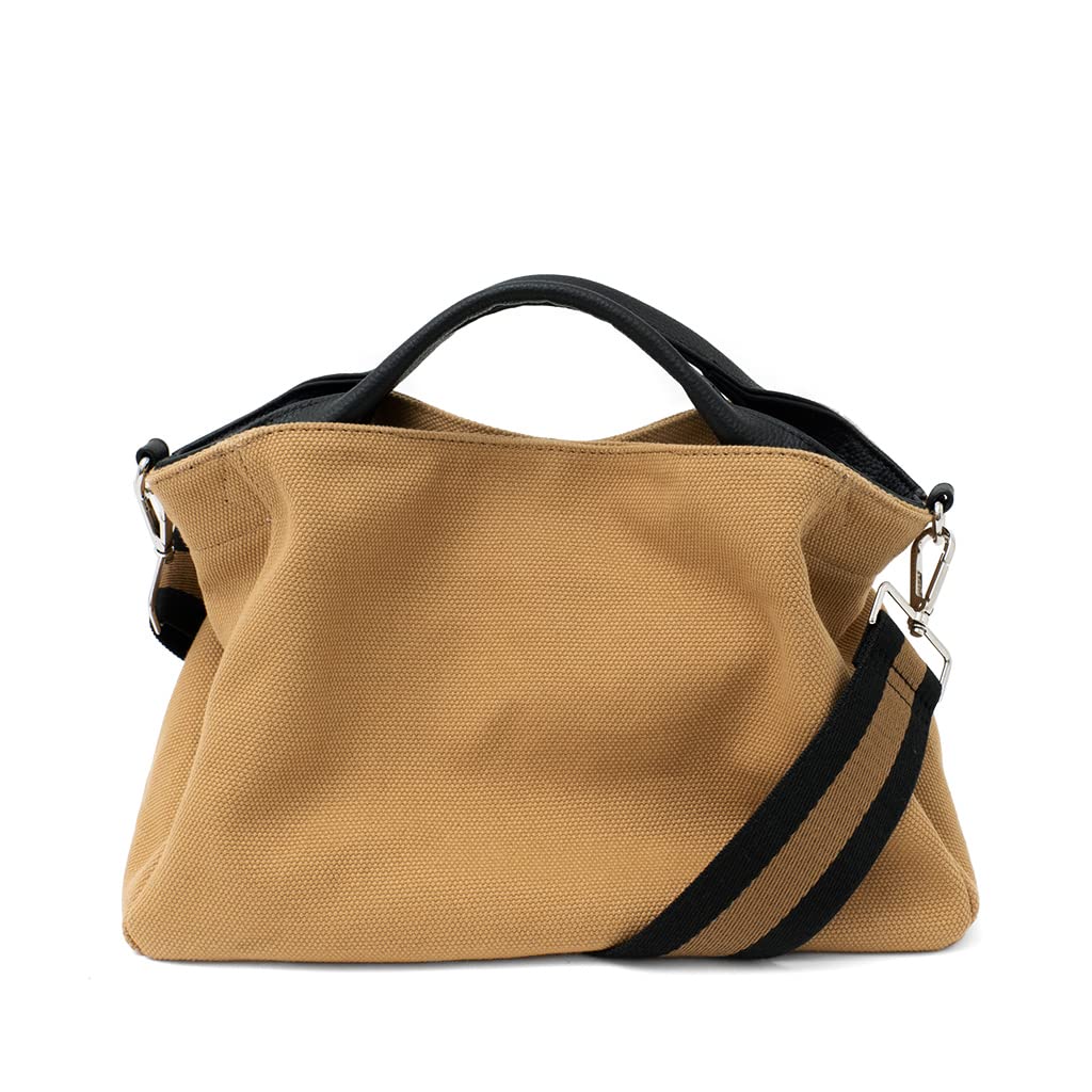 

Vita Felice genuine leather x canvas tote bag for women [VITAFELICE] 2-way inb-10001z (camel)