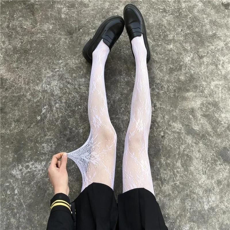 Ciorapi Sexy cu Plasă Dantelată Golă pentru Femei Chiloți cu Talpă Ciorapi Plasă Lolita Gotici Punk Clasici Retro Pânză de Păianjen