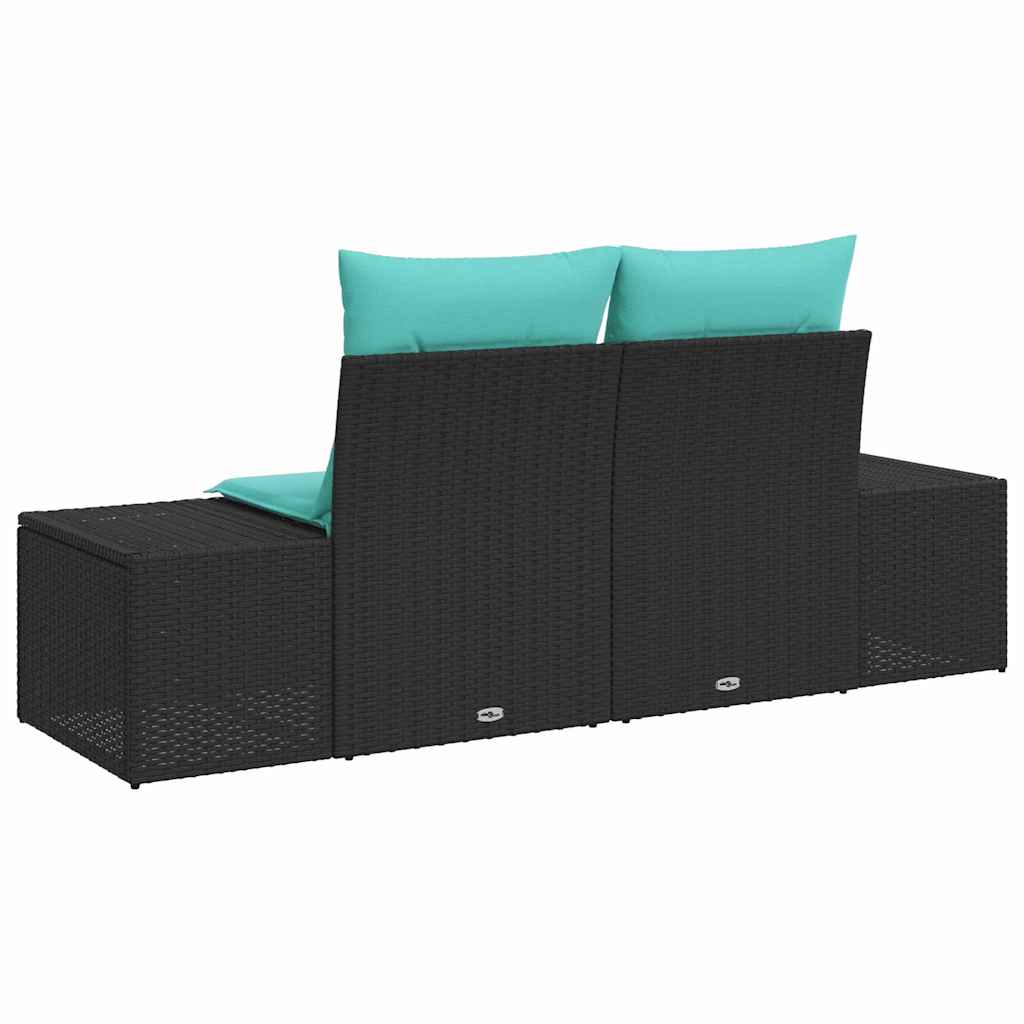Garden Sofa with Cushions 184 x 62 x 69 cm Poly Rattan