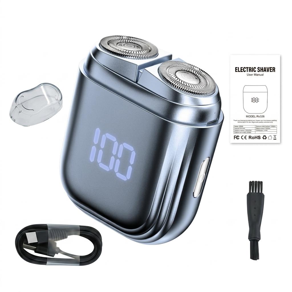 Electric Shaver Full Body Washable Digital Display Razor For Men English Only серый