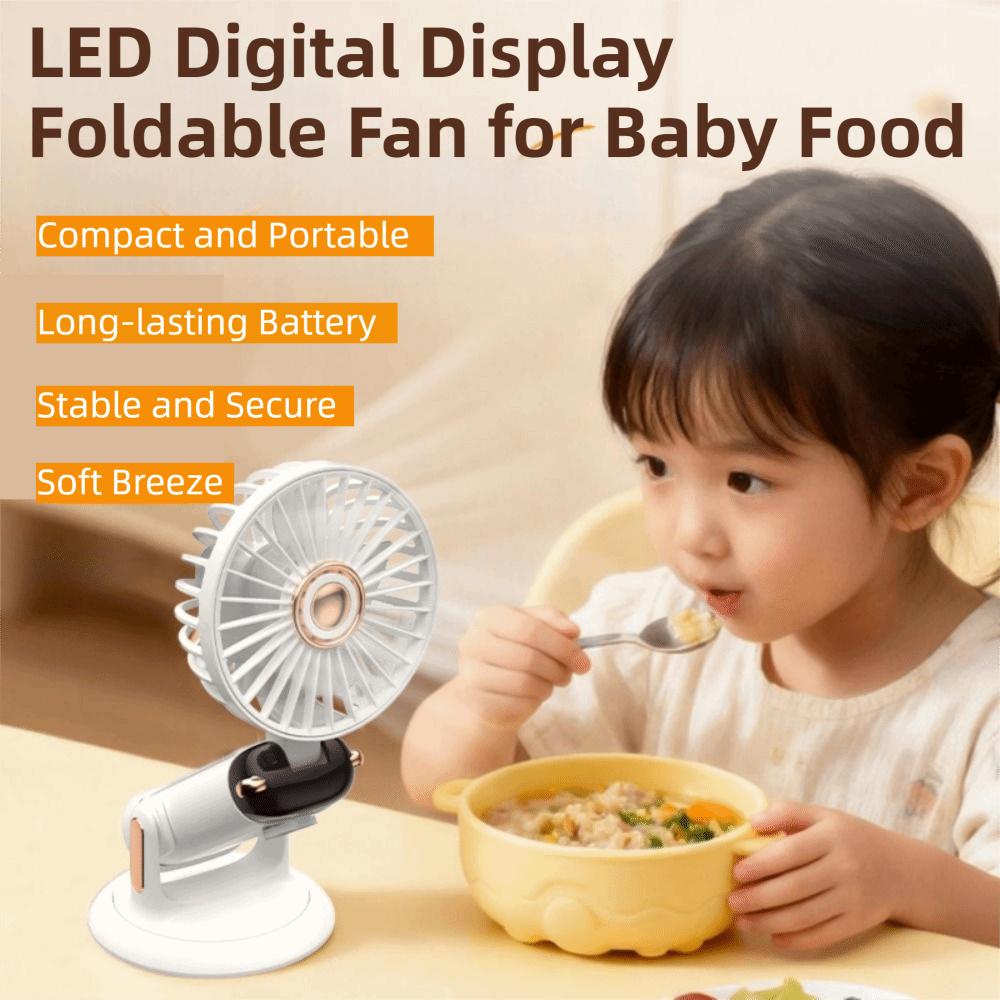 Adjustable Bracket Handheld Folding Fan LED Digital Display Air Conditioner Fan  Travel Use