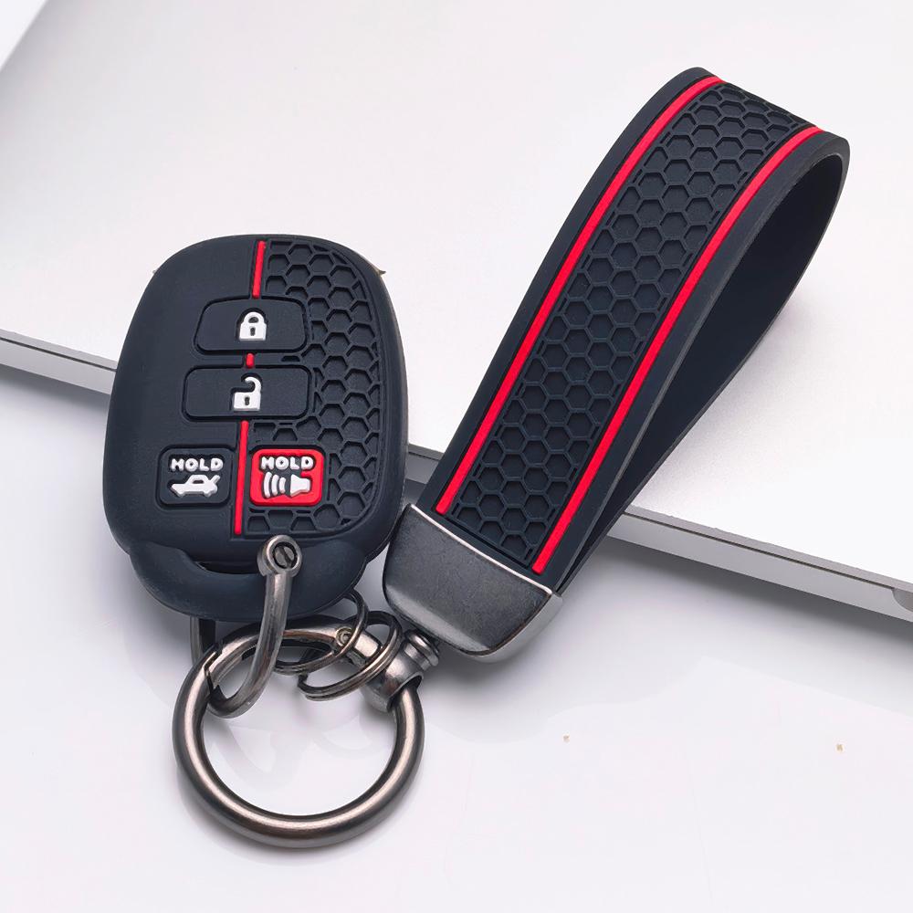 Silicone Key Cover keychain for Toyota Corolla Camry RAV4 Highlander Prado, Fits Toyota Corolla Camry RAV4 Yaris Hilux Highlander Prado Vios Fortuner