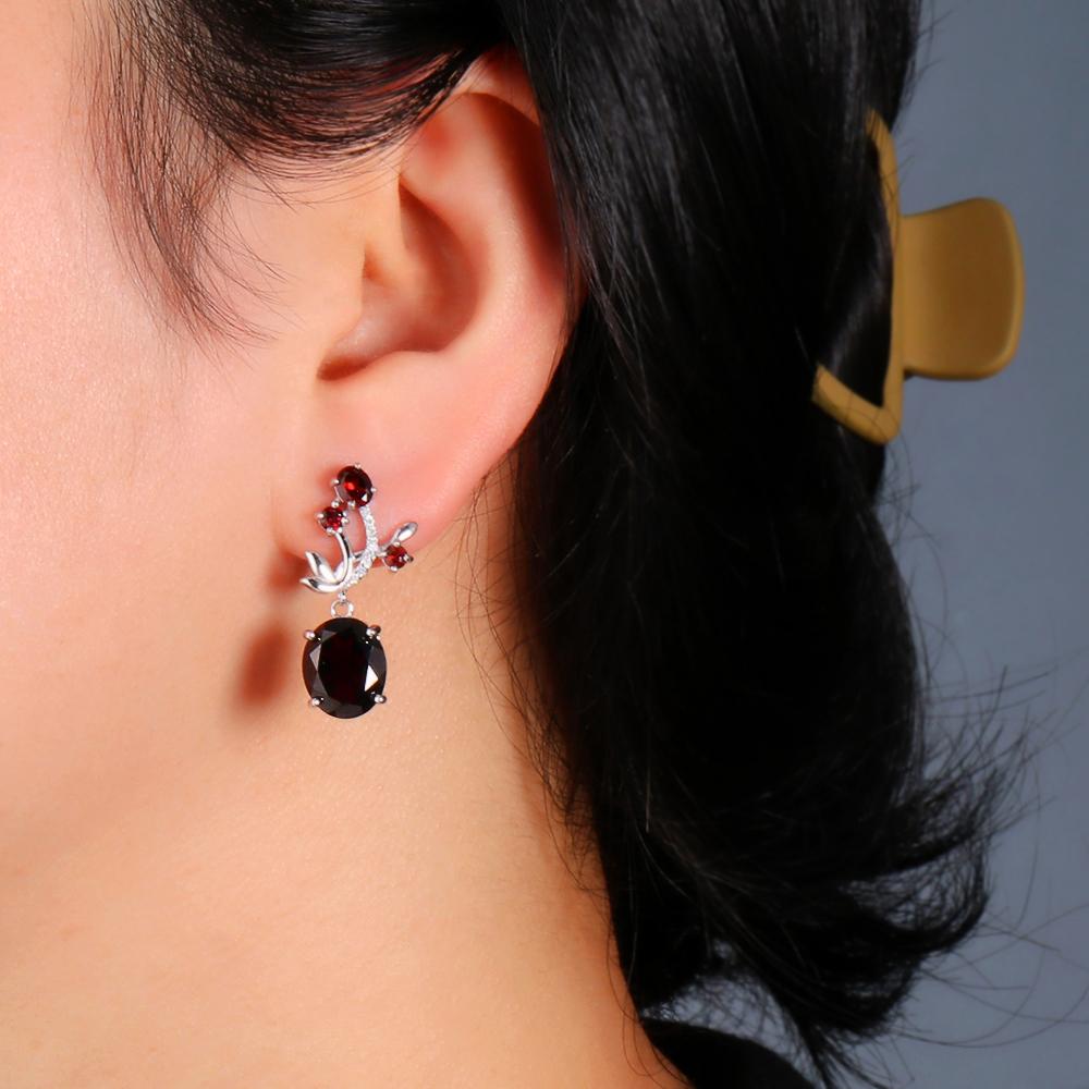 New & Eye Catching Natural Garnet Gemstone Ring Earrings Pendant Necklace set women Elegant jewelry Engagement anniversary gift