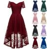 Women's Off Shoulder Sleeve V Neck Irregular Zipper Lace Dress Dress Skirt