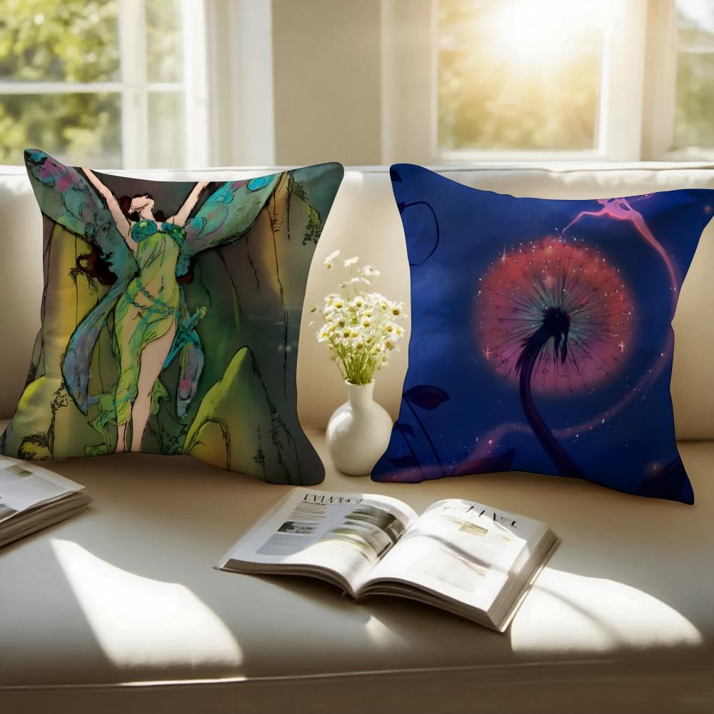 F-Fairies Pillow Fantasy Decor Cushion Cushion Cover Pillowcase Short Plush Invisible Zipper Room Sofa Cushion Cover