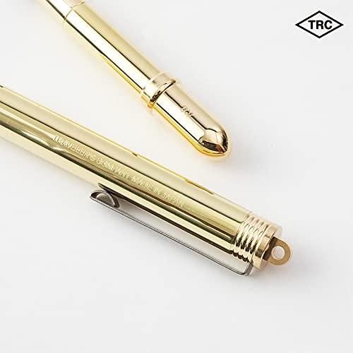 DESIGNPHIL MIDORI Travelers Company TRC Brass Rollerball Pen, Solid Brass, Limited Edition with Card, 36727006