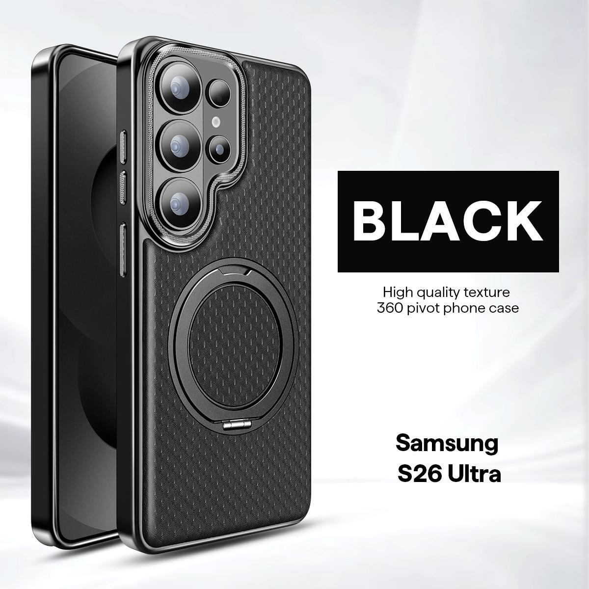 

Premium Leather 360 Pivot Stand Case for Samsung Galaxy S26 Ultra S25 S24+ Plus High-Quality Magnetic Closure Business Nobel Galaxy S25 чорний