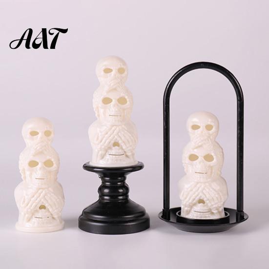 Safe LED Candle for Halloween Skull Night Light, Resin Decorative Lamp Festive Table Room, Haunted House, Unique Tabletop Decoration Warm Light