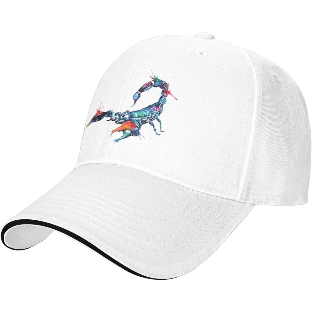 Vibrant Watercolor Scorpion Baseball Cap Polyester Sun Hat Casual Adjustable Trucker Cap for Adults