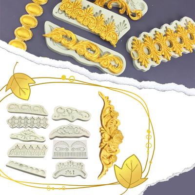 Silicone World DIY Baking Fondant Silicone Mold Handmade Sugar Flipping Cake Edge Decoration Mold Totem Gemstone Relief Mould