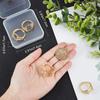 Beebeecraft 1 Box 4Pcs Blank Ring Base 24K Gold Plated Flower Flat Round Pad Adjustable Prong Ring Setting with Oval Tray for DIY Jewelry Ring Making