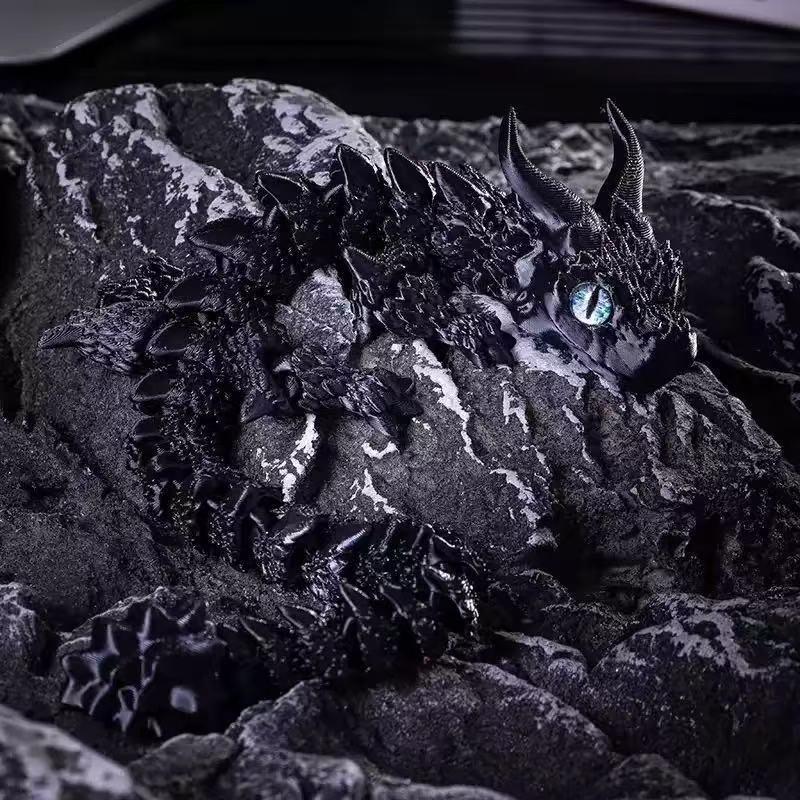 3D Printed Magic Dragon Movable Joint Fidget Toy Rotatable Articulated Office Desktop Ornament Adults Kid Toy Crafts Gift 22CM