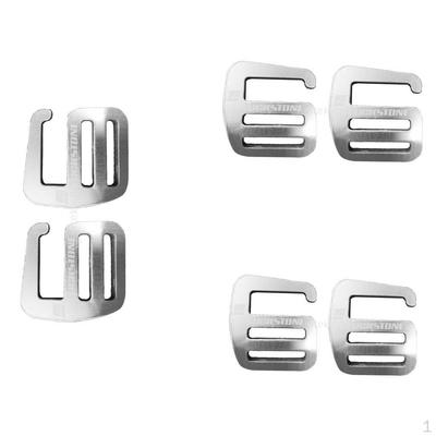 6 Pieces Shaped Hook Webbing Buckle for Backpack Bag Aluminium Alloy 25mm Silver