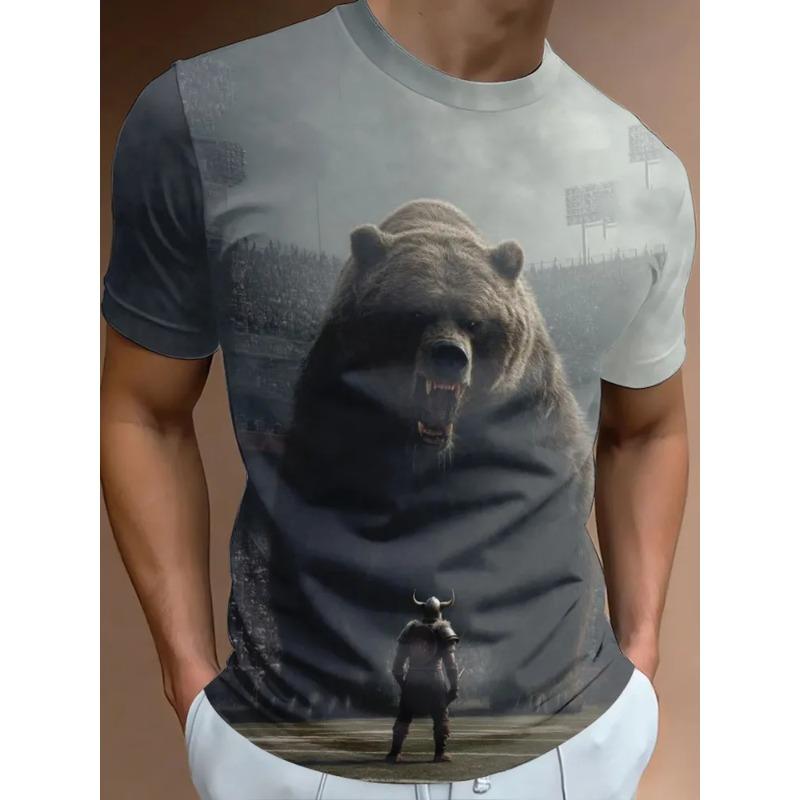 Summer Men's 3D Printed Crew Neck T-Shirt Fashion Versatile Trend Breathable Casual