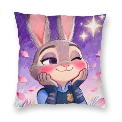 Θήκη Μαξιλαριού Καρτούν Zootopia Judy Διπλής Όψης Εκτύπωση Υφασμάτινη Κάλυμμα Μαξιλαριού Δώρο Θήκη Μαξιλαριού Καναπέ Σπίτι Τετράγωνο 18''
