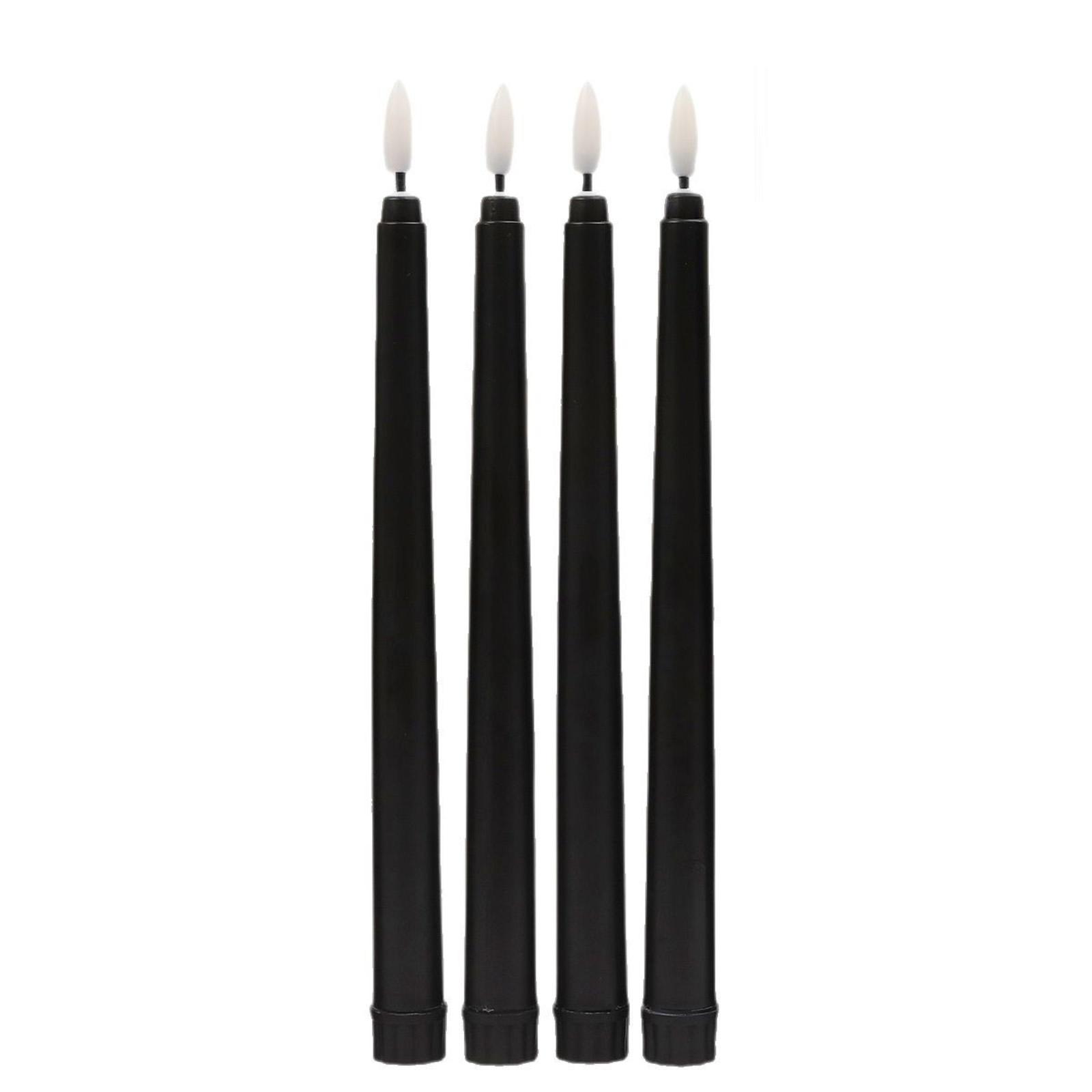 

Хэллоуин Набор из 4 черных 11-дюймовых светодиодных конусных свечей с восковым покрытием, Беспламенные свечи на батарейках для декора, Теплый светодиод One Size