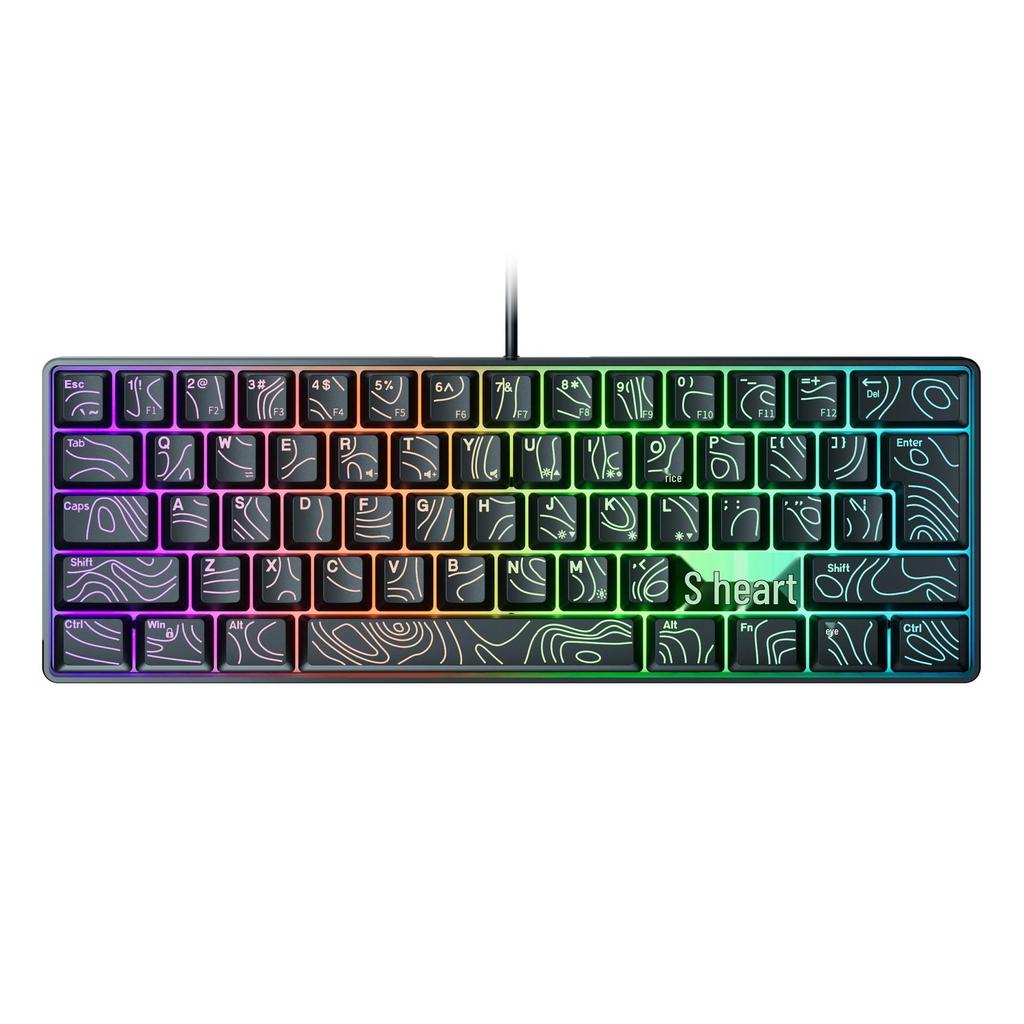61-Key RGB Wired Gaming Keyboard & Mouse Set, Non-mechanical Membrane, Black & White, with Seven-Color Mini Backlight