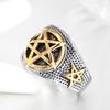 New Punk Usa Size 7 To 13 Size 316L Stainless Steel Jewelry Gold Color Men's Ring Retro Five-pointed Star Gift Jewelry