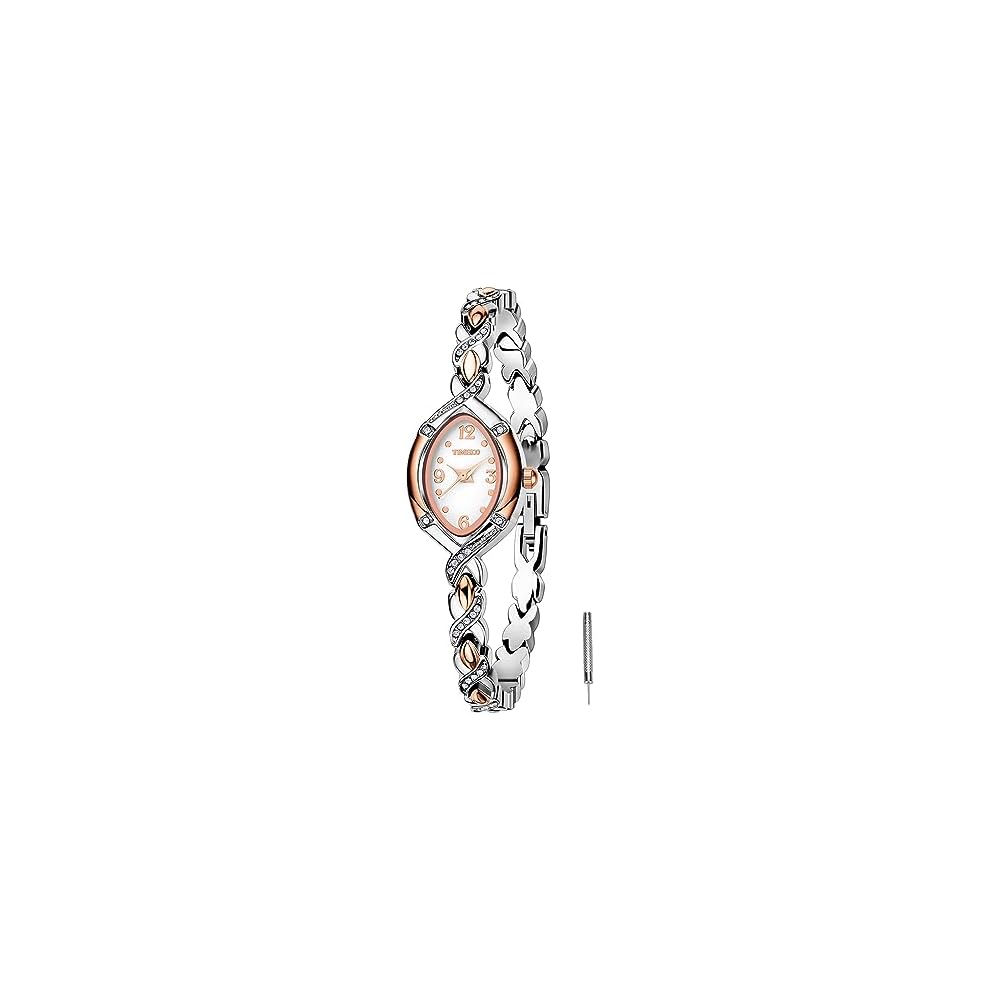 TIME100 Women s Bracelet Watch Japanese Movement Dual Tone 30M Water Resistant Silver Rose Gold