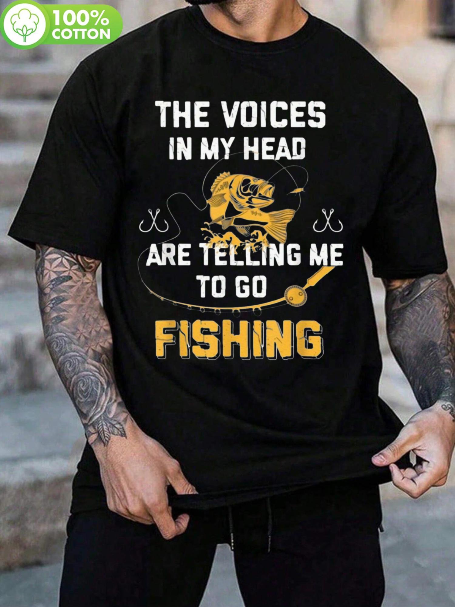 1pc Humorous Fishing Graphic Tshirt for Men and Women - 1... L
