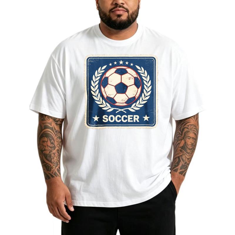 

European sizes Men s T-Shirt for Daily Wear Soccer Ball with Laurel Wreath And Stars Design Summer Casual Wear Gift for Football Fans 3XL белый