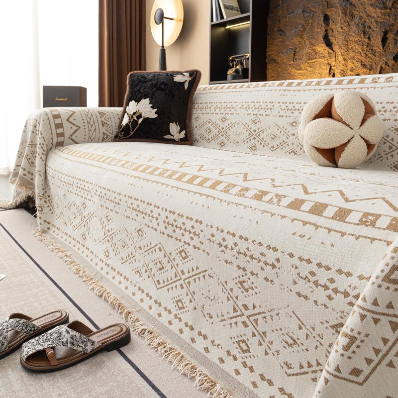 

Шенилл Этнический стиль Чехол для дивана Полное покрытие Противоскользящий Защитник дивана Универсальный Плед для дивана Кемпинговое одеяло Коврик для дивана Всесезонный 180*130cm хаки