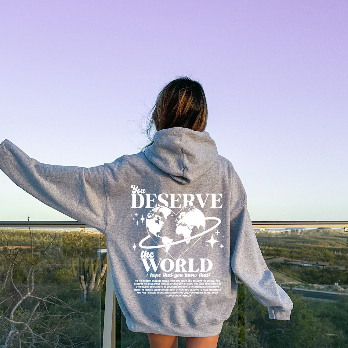 

Толстовка You Deserve The World, эстетическая толстовка с капюшоном, флисовая толстовка с принтом 5XL