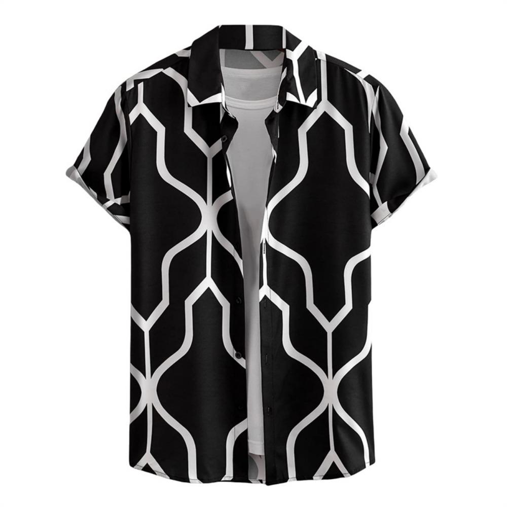 Retro Hawaiian Flower Shirt For Men Summer 3d Print Plants Leaves Short Sleeves Button Down Shirts Beach Tops Blouse Clothes