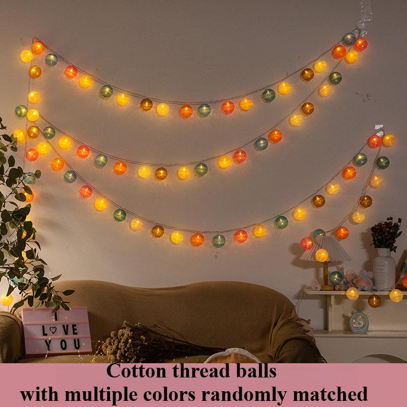 3CM Cotton Balls String Lights Garland Fairy Street Lights Christmas Decorations for Home Outdoor Wedding Garden Patio Lights
