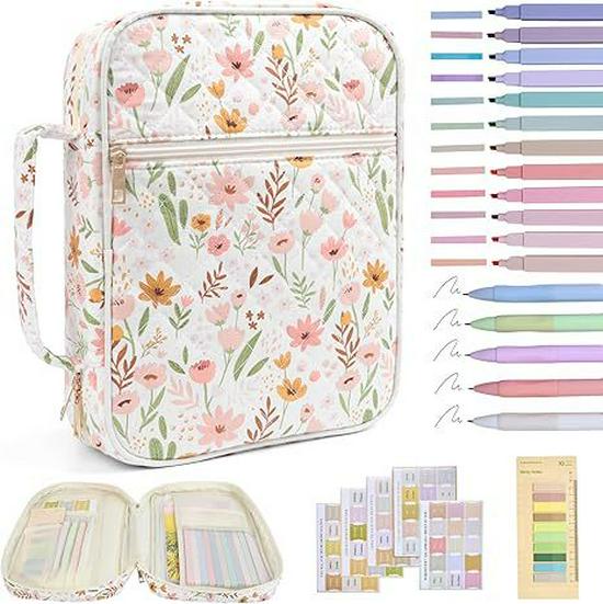 Borsa per Riporre Libri in Cotone Trapuntato di Grande Capacità - Portatile, Copertura Antipolvere