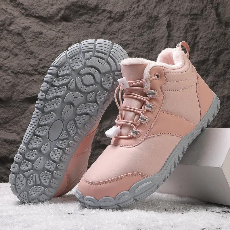 2024 Winter Couple Outdoor Cotton Boots Waterproof Snow Boots Men and Women Large Size Plus Velvet  Mountaineering Hiking Shoes