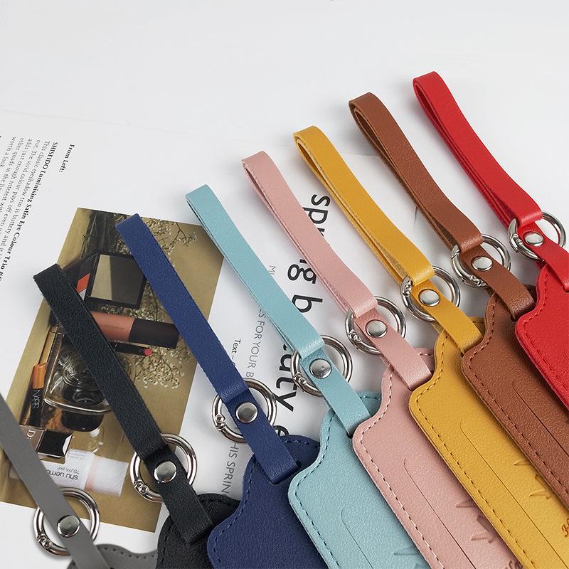 Round Ring Metal Luggage Tag with Extended PU Leather Strap