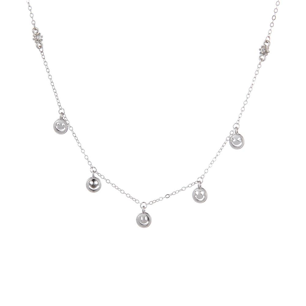 

Face Contemporary Smiley Pendant Necklace In Elegant Gold And Silver Ideal For Any Occasion серебряный